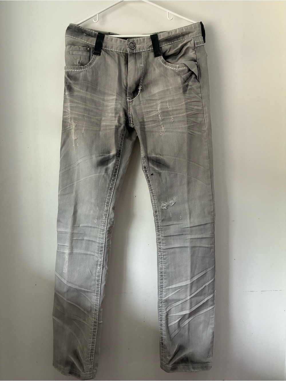 Men's Slim Straight Grey Washed Jeans